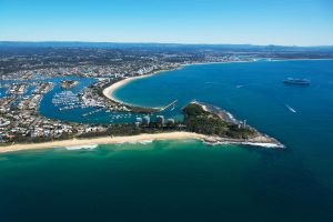 a view of a Mooloolaba & Pt Cartwright North to Maroochy River @visitsunshinecoast