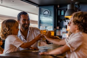 a man preparing food inside of it